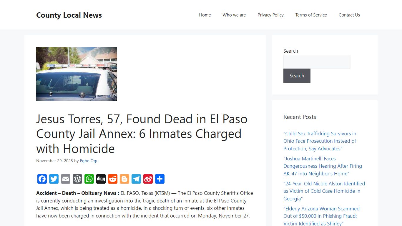 Jesus Torres, 57, Found Dead in El Paso County Jail Annex: 6 Inmates ...